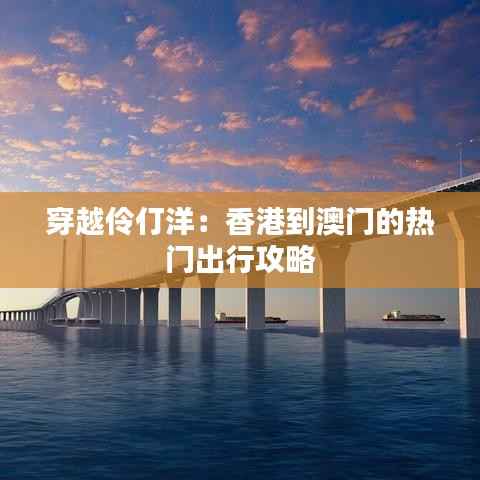 穿越伶仃洋:香港到澳门的热门出行攻略