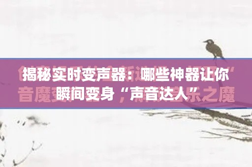 揭秘实时变声器:哪些神器让你瞬间变身“声音达人”